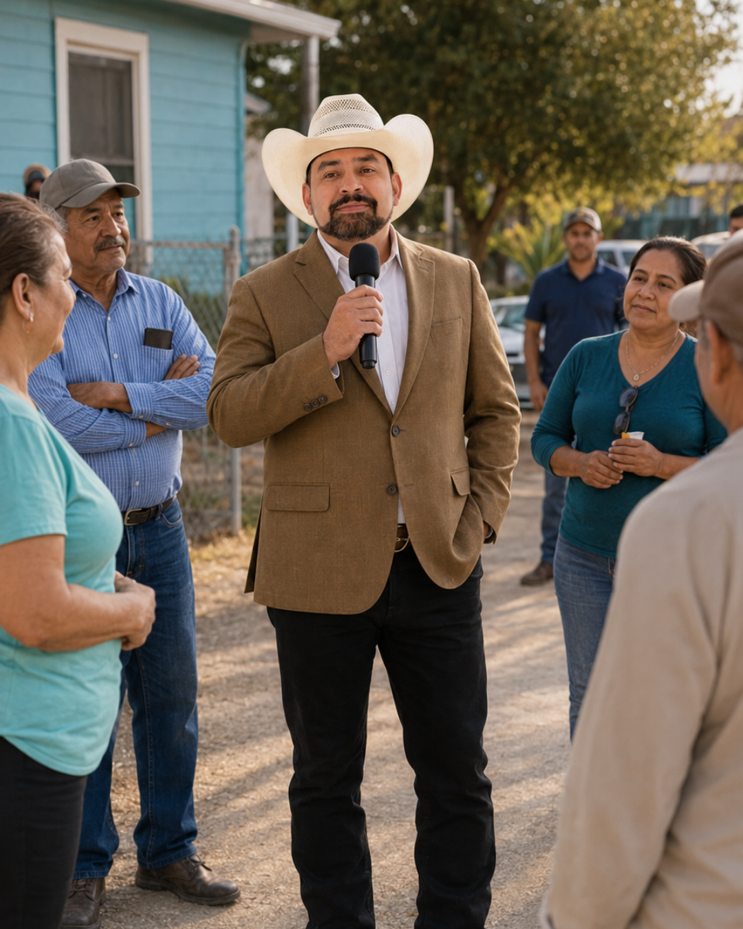 Lupe en asamblea vecinal en Loma Bonita